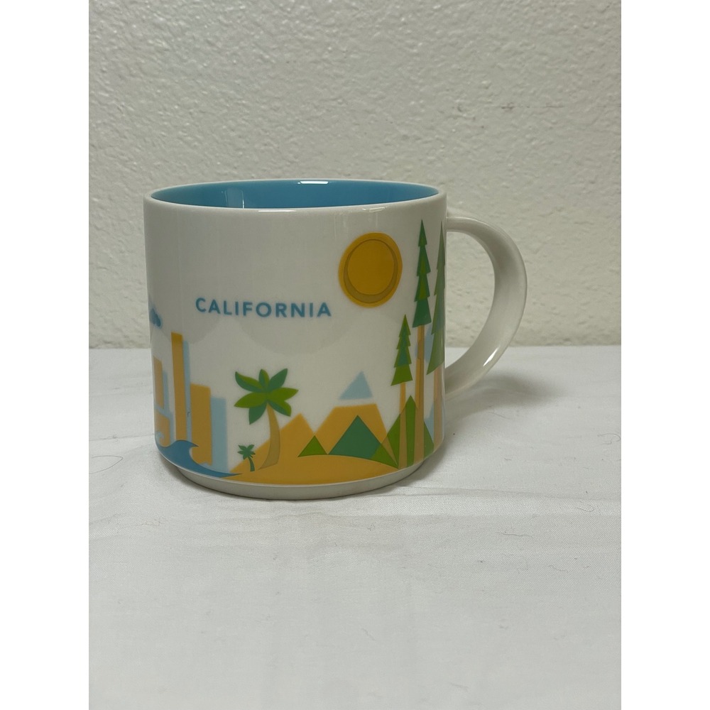 Starbucks Coffee Mug California You Are Here 14oz White Blue Excellent Souvenir